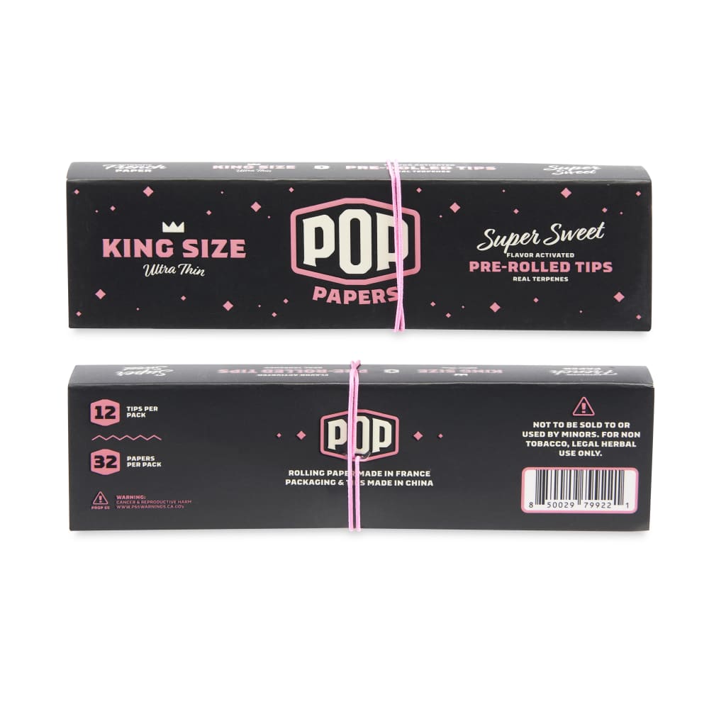 Pop Papers King Size Rolling Papers with Pre-Rolled Flavor Filter Tips 24ct Display
