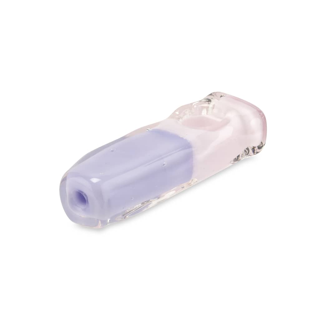 Custom Glass 3.5” Pink and Purple Slyme Tube Brick Hand Pipe