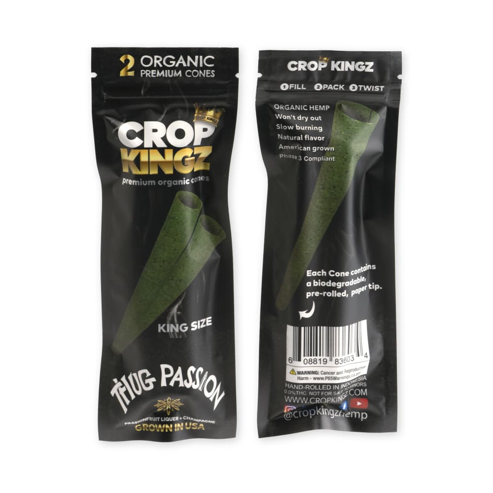 Crop Kingz Premium Organic Pre-Rolled King Size Cone 2-Pack Pouch 10ct Display