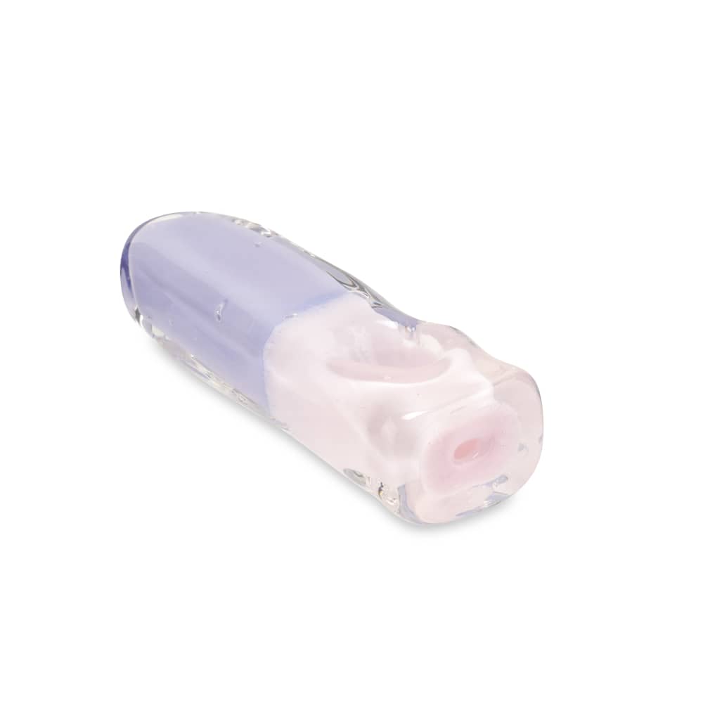 Custom Glass 3.5” Pink and Purple Slyme Tube Brick Hand Pipe