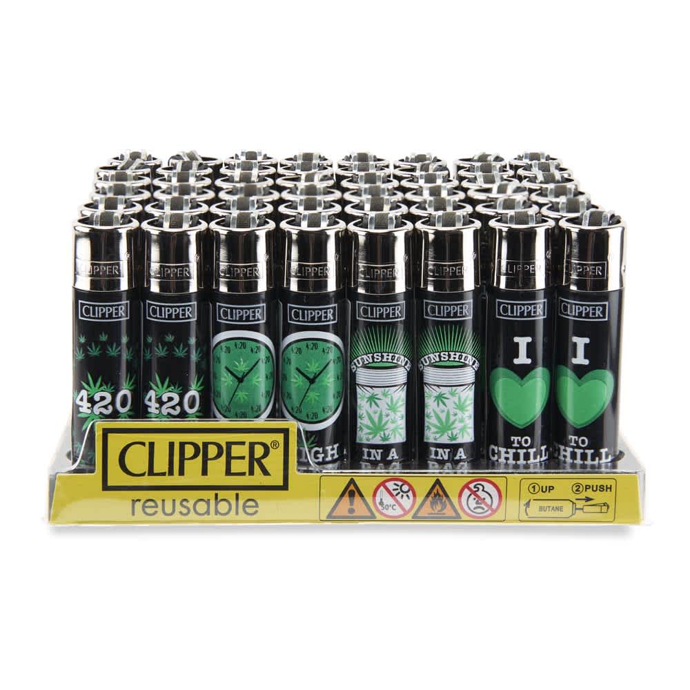 Clipper Lighter 48ct Plastic POP Counter Display – Green Leaves