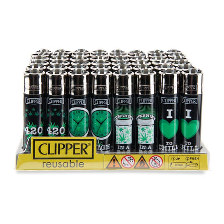 Clipper Lighter 48ct Plastic POP Counter Display – Green Leaves