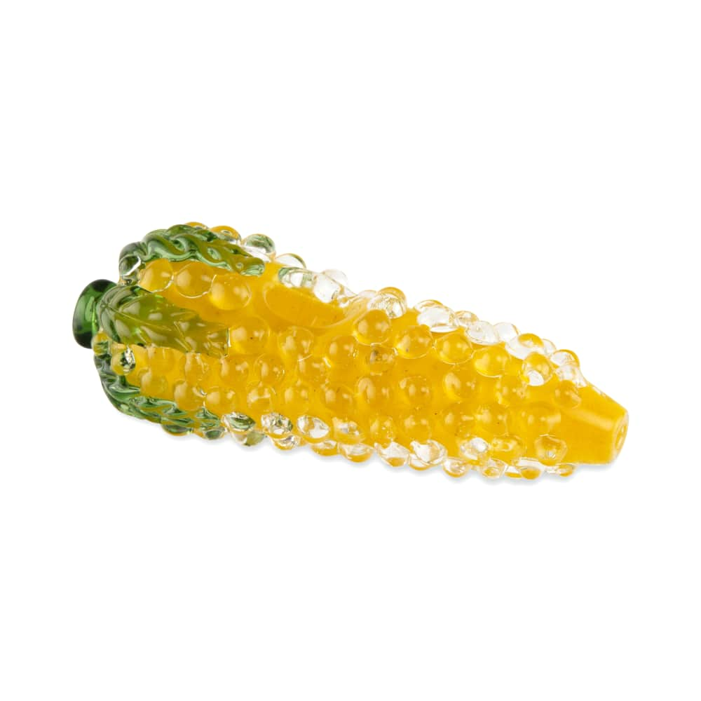 Custom Glass 5” Yellow and Green Corn on the Cob Hand Pipe