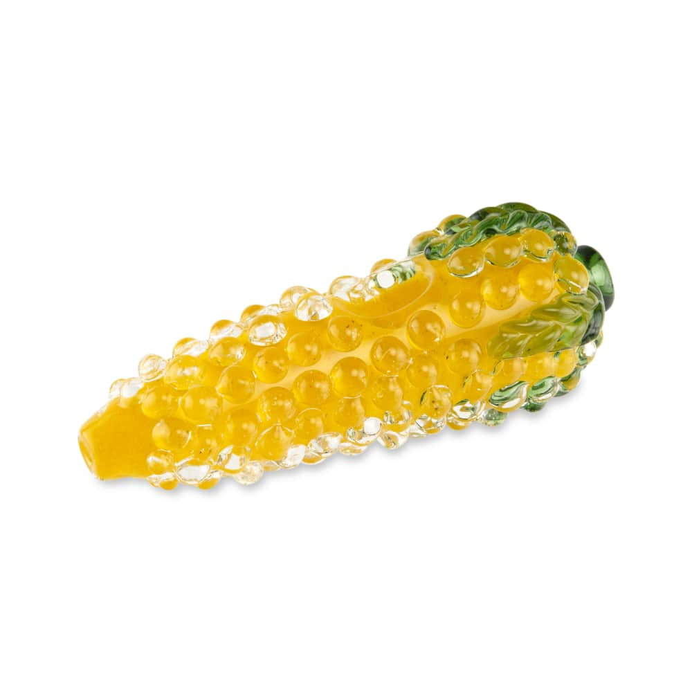 Custom Glass 5” Yellow and Green Corn on the Cob Hand Pipe