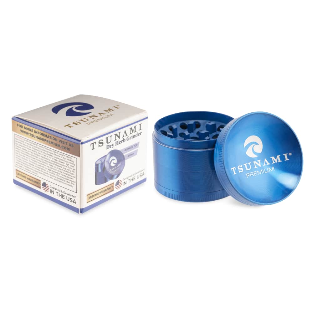 TSUNAMI DRY HERB GRINDER 63 MM CAVED TOP - BLUE