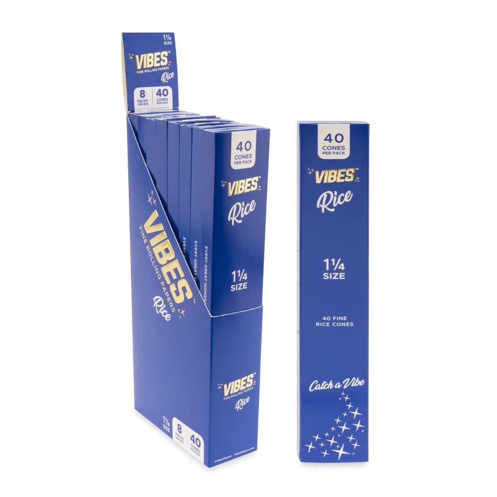 Vibes Rice Cones 1 ¼ Size 40pk Pre-Rolled Cones Display  8ct