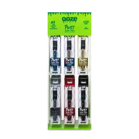 Ooze Slim Twist Vape Pen 48ct Battery Display 510 Thread 320 mAh Vaporizers + USB Charger - Acrylic Battery Display