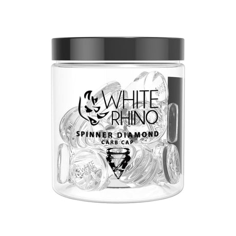 White Rhino Glass Spinner Diamond Carb Cap Clear Display Tube – 15ct