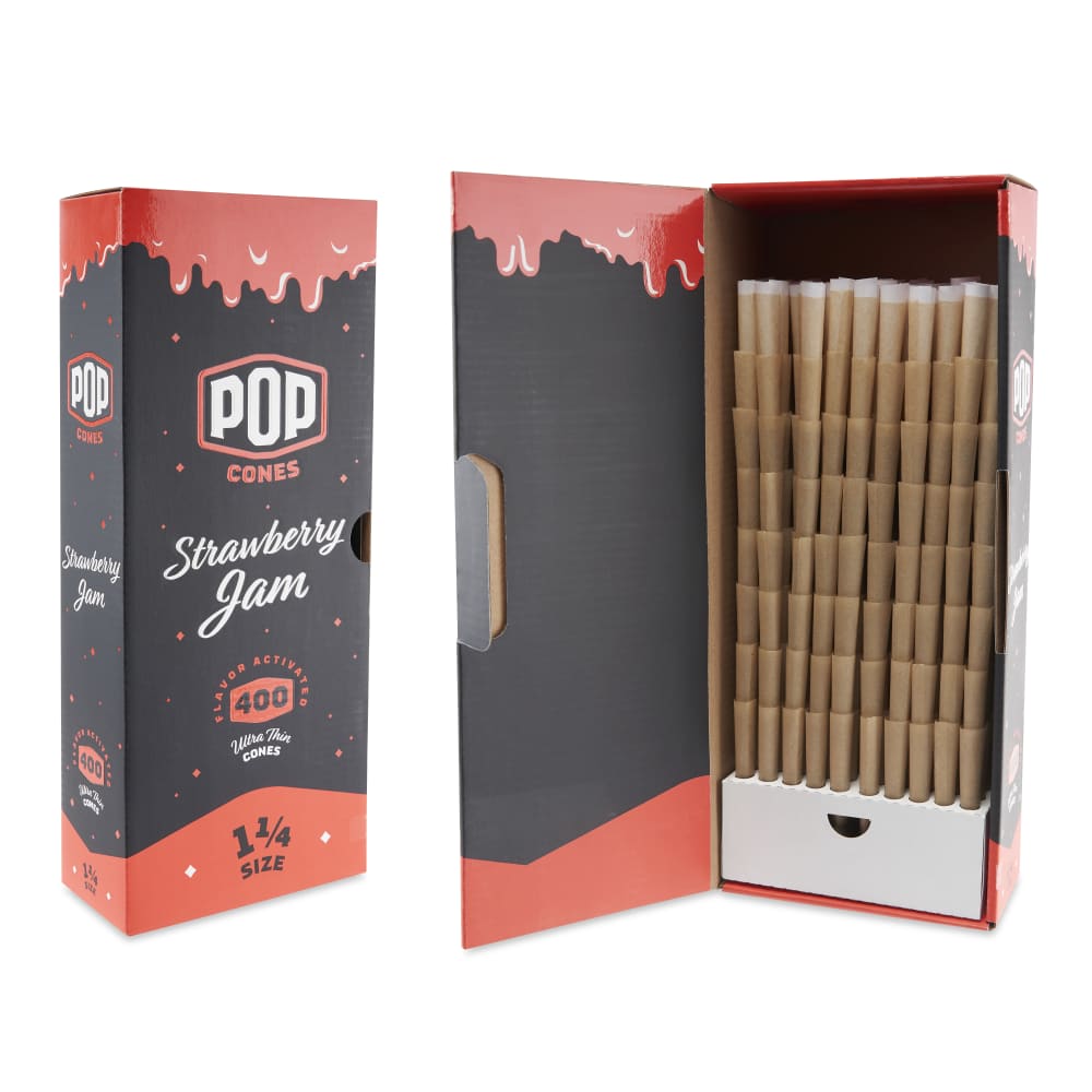 Pop Cones 1 ¼ Size Pre-Rolled Cones with Flavor Tip 400ct Bulk