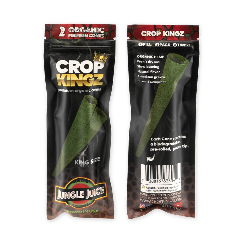 Crop Kingz Premium Organic Pre-Rolled King Size Cone 2-Pack Pouch 10ct Display