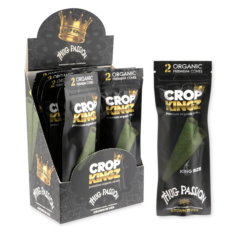 Crop Kingz Premium Organic Pre-Rolled King Size Cone 2-Pack Pouch 10ct Display