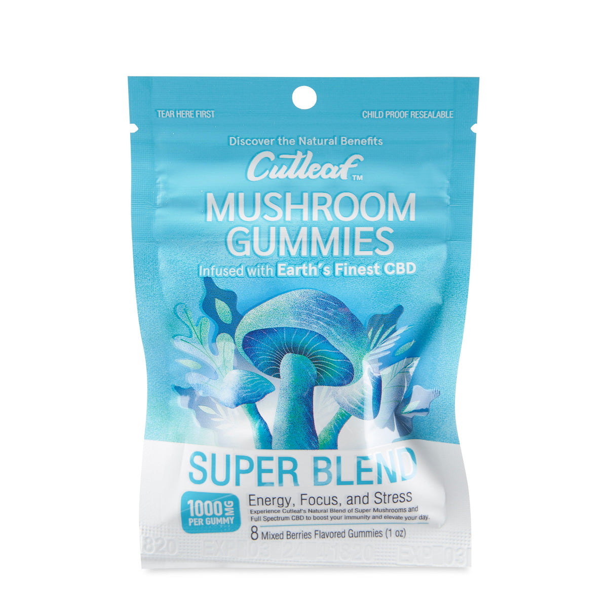 Cutleaf Exotics 1000mg Mushroom Gummies 10ct Display