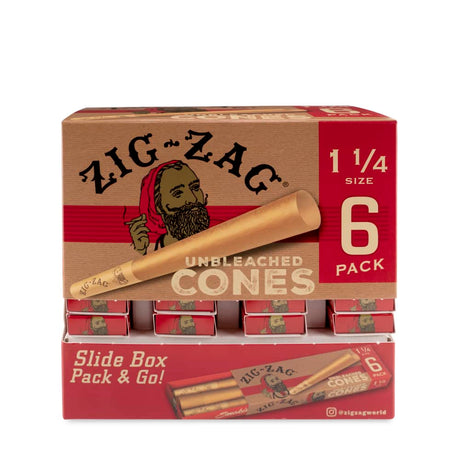 Zig Zag Unbleached 6pk 1 ¼ Size Cones Dispensing Display - 36ct