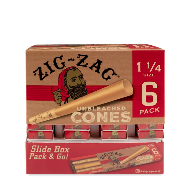 Zig Zag Unbleached 6pk 1 ¼ Size Cones Dispensing Display - 36ct