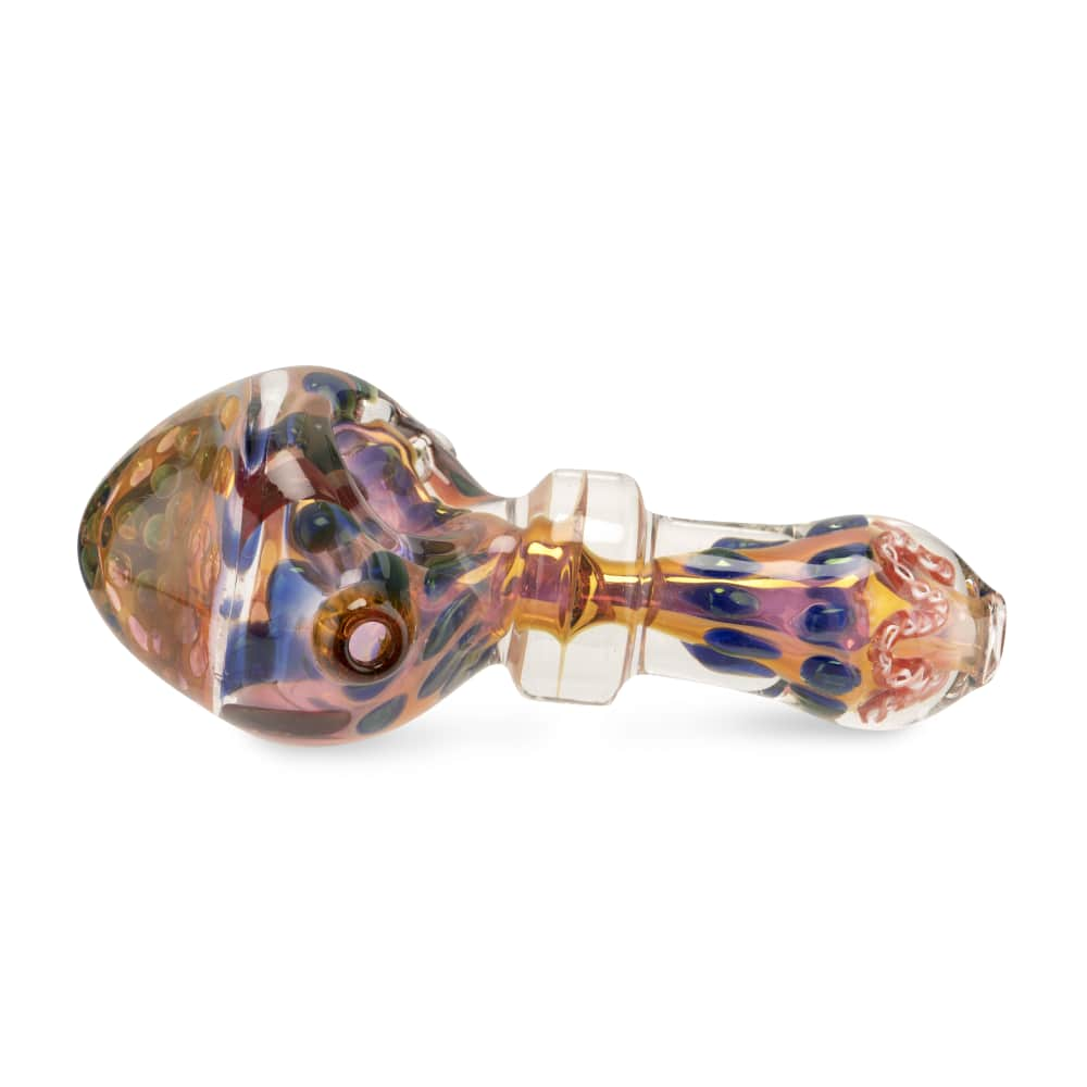 Custom Glass 5” Gold Fumed Honeycomb Multicolor Hand Pipe