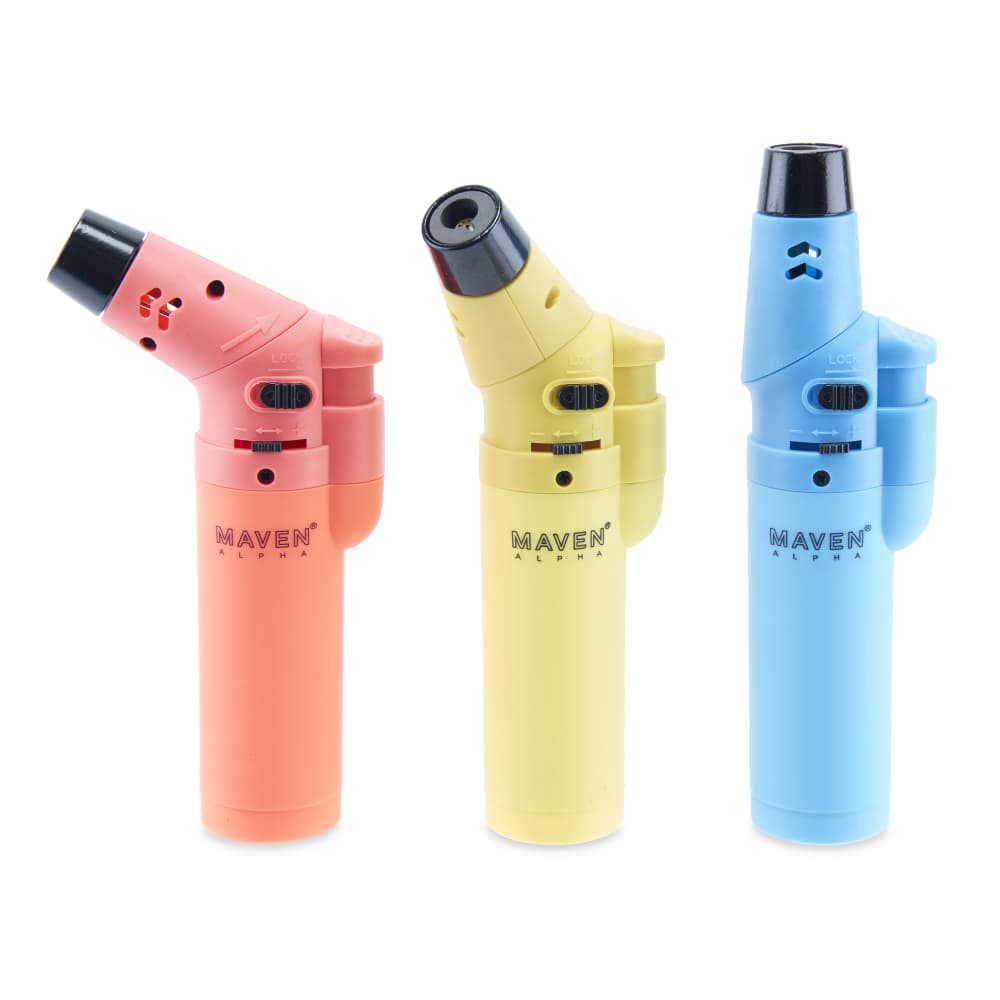 Maven Alpha Butane Torch Lighter 15ct Display – Assorted Neon