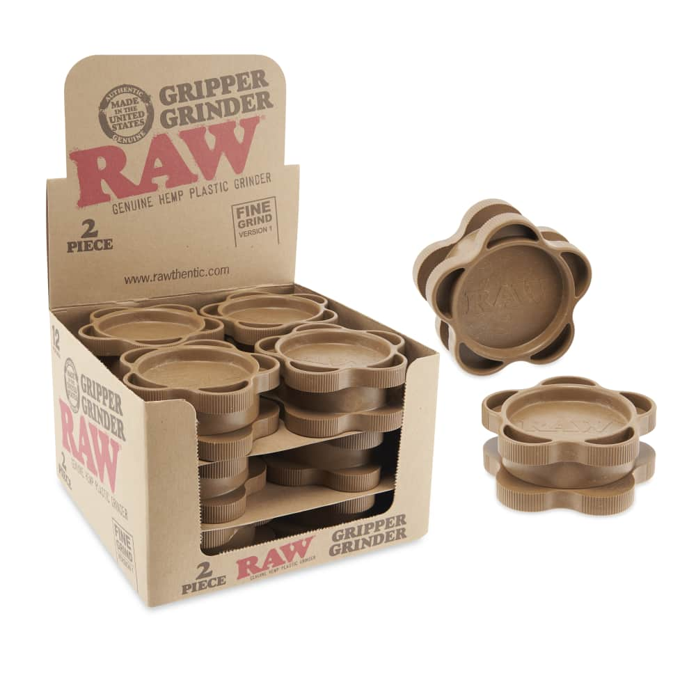 RAW 2pc Hemp Gripper Grinder – 12ct Display