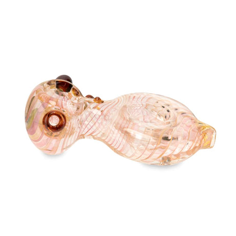 Custom Glass 5" Pink and Gold Fumed Donut Hand Pipe