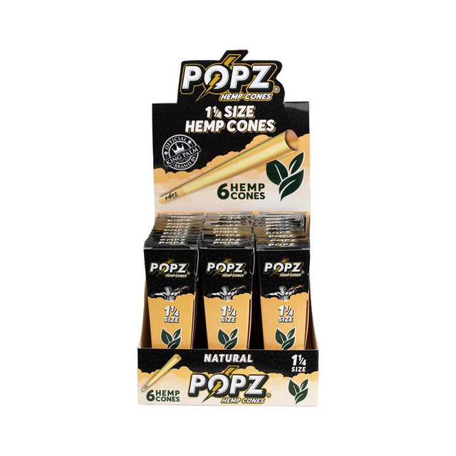 POPZ Hemp Cones 6pk 1 ¼ Size 30ct Display – Natural