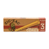 Zig Zag Unbleached 3pk King Size Cones Dispensing Display - 36ct