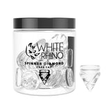 White Rhino Glass Spinner Diamond Carb Cap Clear Display Tube – 15ct