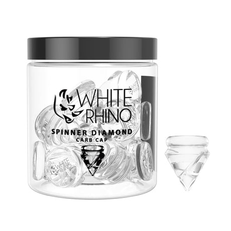 White Rhino Glass Spinner Diamond Carb Cap Clear Display Tube – 15ct