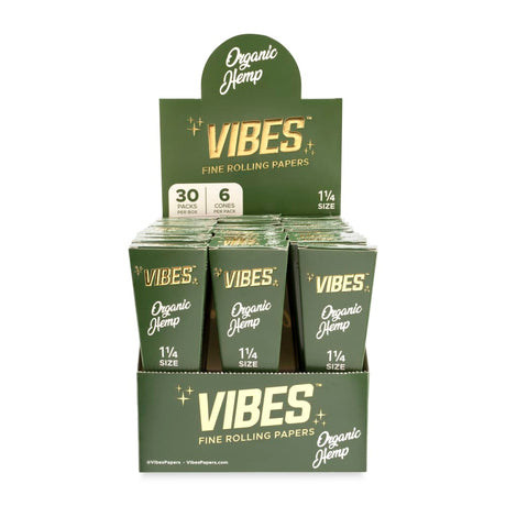 Vibes Organic Hemp Paper 1 ¼ Size 6pk Cones Display  30ct