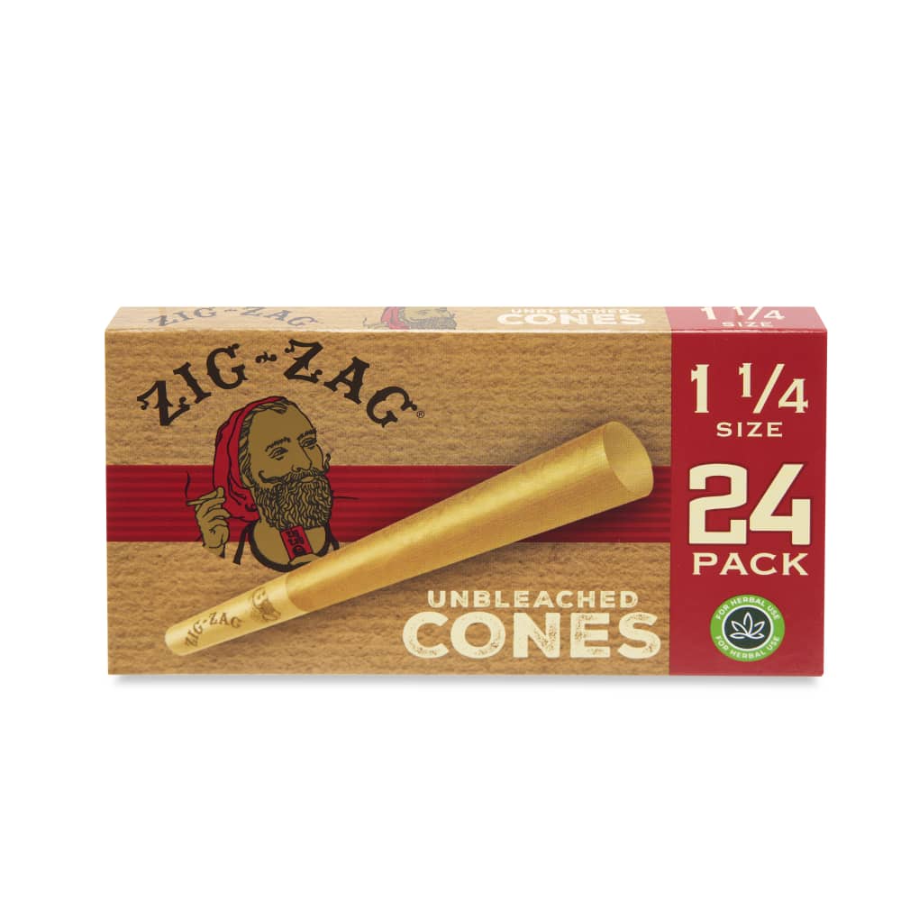 Zig Zag 1 ¼ Size Unbleached Pack of 24 Cones – 12ct Display