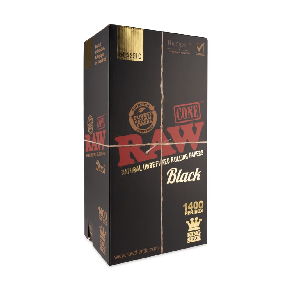 RAW Classic Black King Size Bulk Cones Box - 1400ct