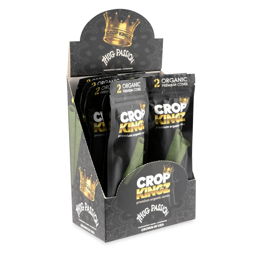 Crop Kingz Premium Organic Pre-Rolled King Size Cone 2-Pack Pouch 10ct Display