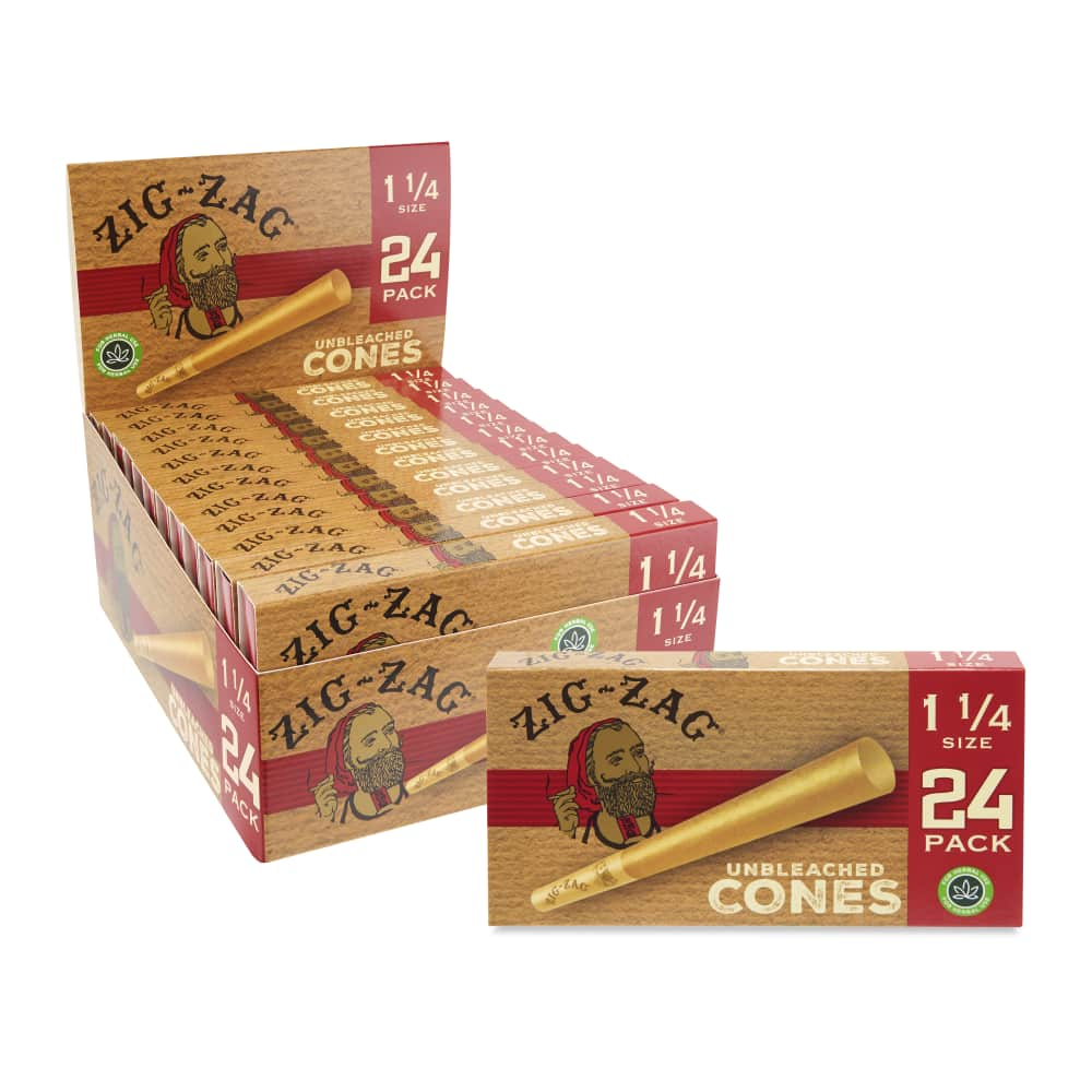 Zig Zag 1 ¼ Size Unbleached Pack of 24 Cones – 12ct Display