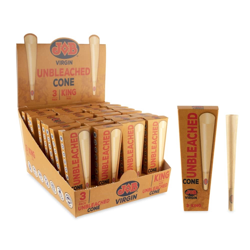 Job Virgin King Size Pre-Rolled Cones 3pk Box POP Display - 32ct