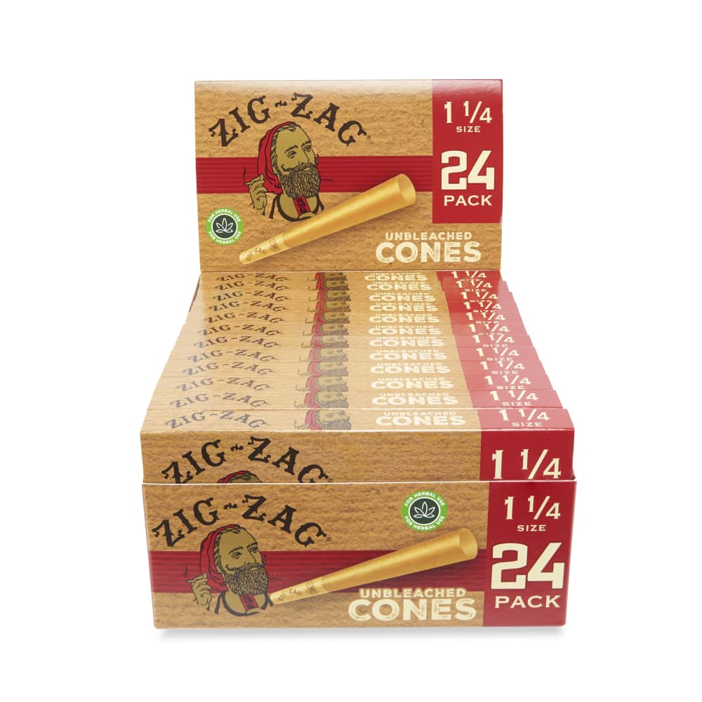 Zig Zag 1 ¼ Size Unbleached Pack of 24 Cones – 12ct Display