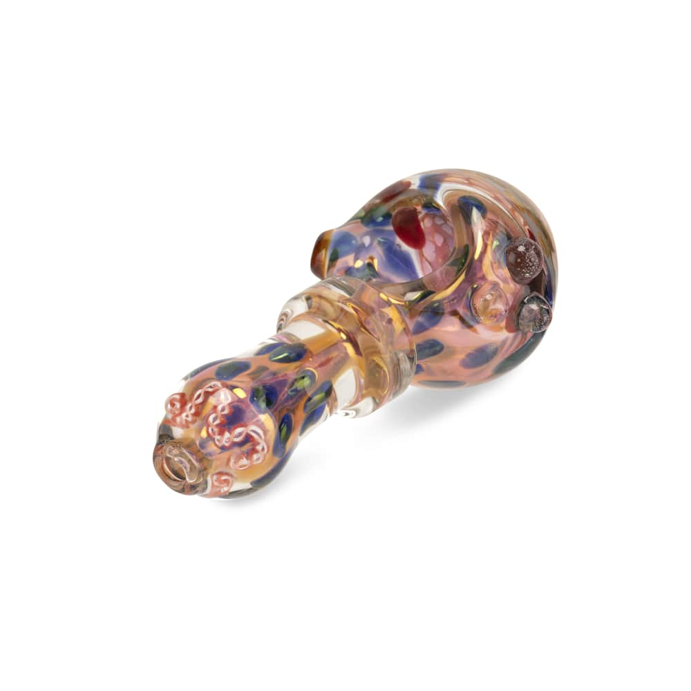 Custom Glass 5” Gold Fumed Honeycomb Multicolor Hand Pipe