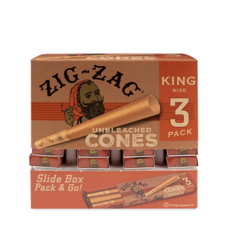 Zig Zag Unbleached 3pk King Size Cones Dispensing Display - 36ct